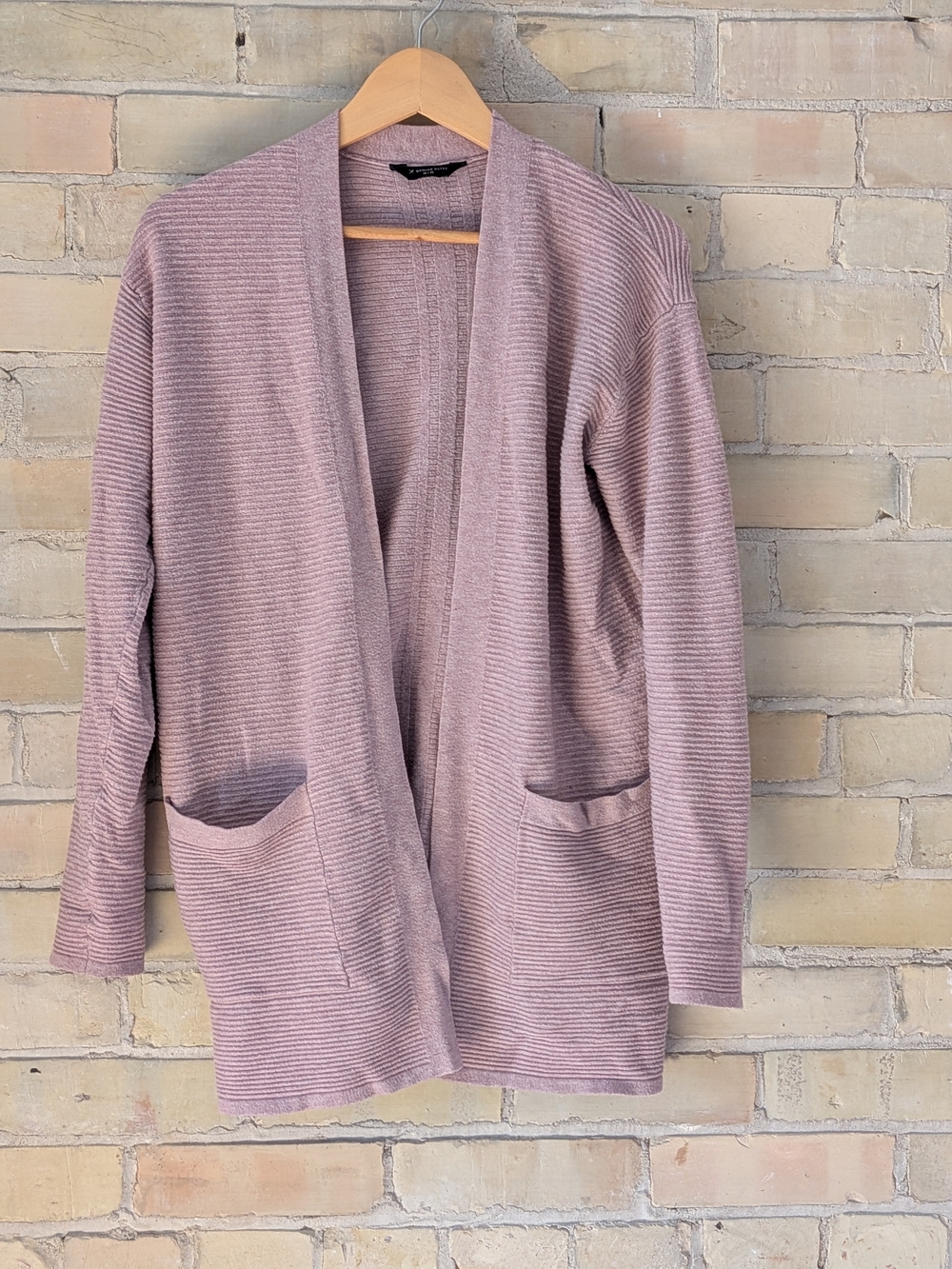 2 For $40 Denver Hayes Dusty Mauve Open-Front Ribbed Cardigan